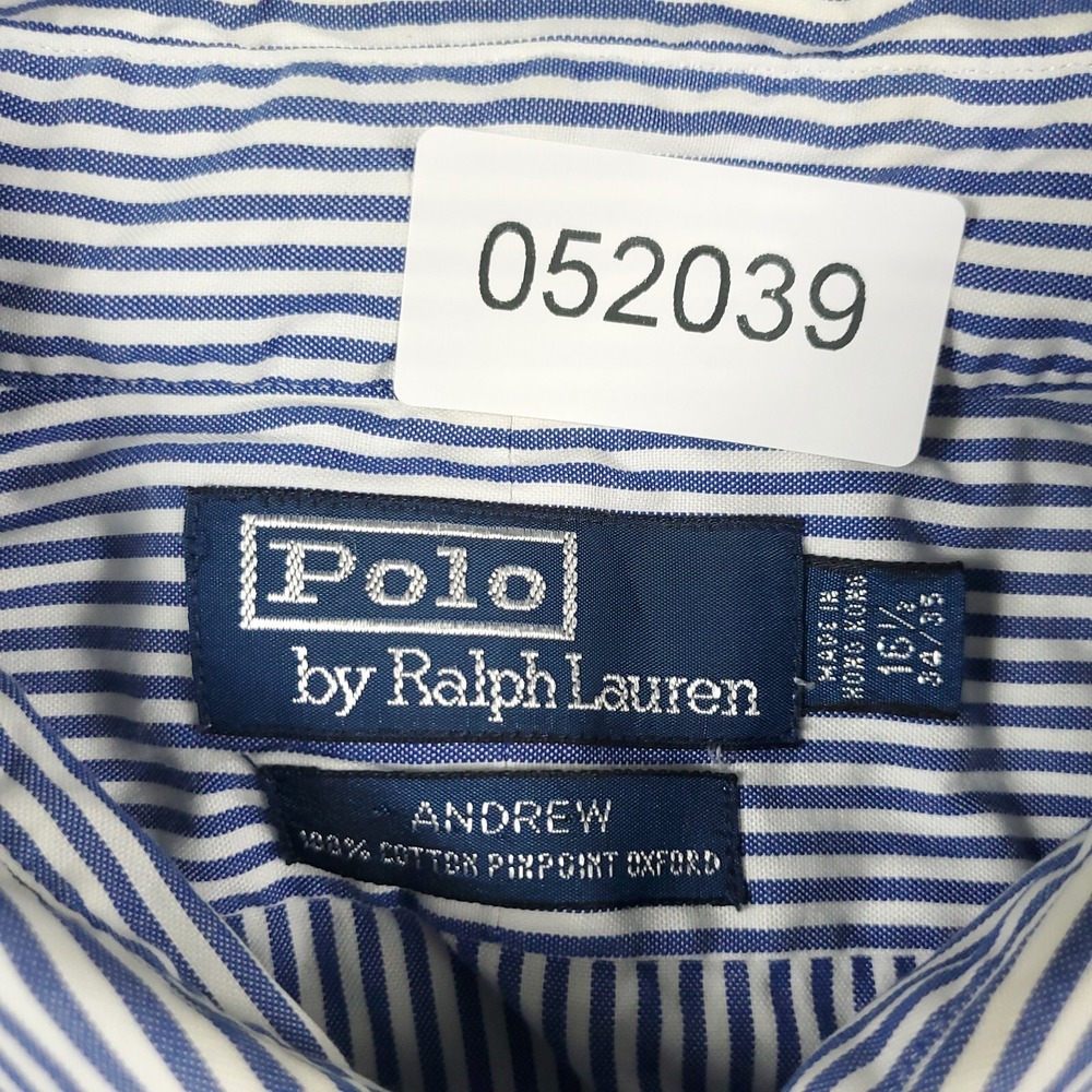 Ralph Lauren Shirt Mens Size 16.5 Blue Striped Dress Button Up Long Sleeve * - Picture 8 of 8